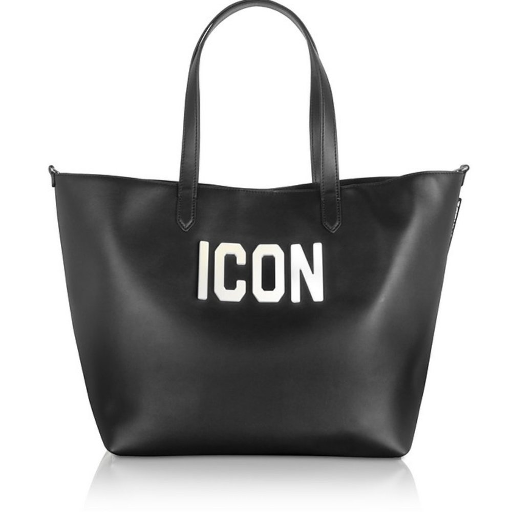 DSquared2 Black Leather and Plexy Icon Tote Bag